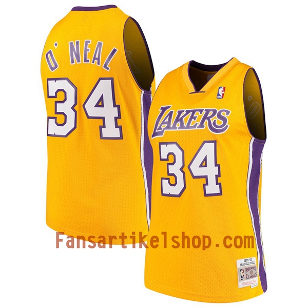 NBA Los Angeles Lakers Trikot Shaquille O`Neal 34 Hardwood Classics Gelb Swingman - Herren NBA Los Angeles Lakers Trikot Shaquille O`Neal 34 Hardwood Classics Gelb Swingman - Herren